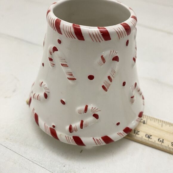 Yankee Candle Mini Candy Cane Topper Shade Christmas Holiday Ceramic Red White - Picture 7 of 7